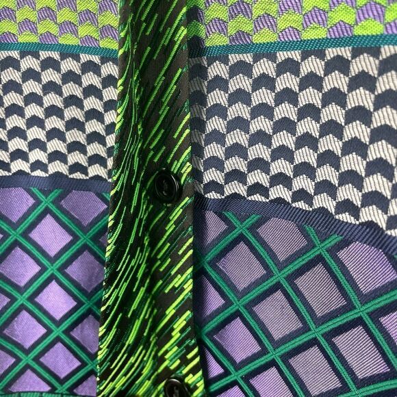 Topshop Box Fit Button Up Patterned Short Sleeve Shirt Size 2 - Picture 5 of 7